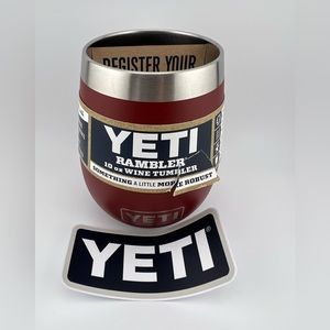 New! YETI Rambler 10 oz Wine Tumbler Brick Red Retired! Comes W/ Yeti Sticker